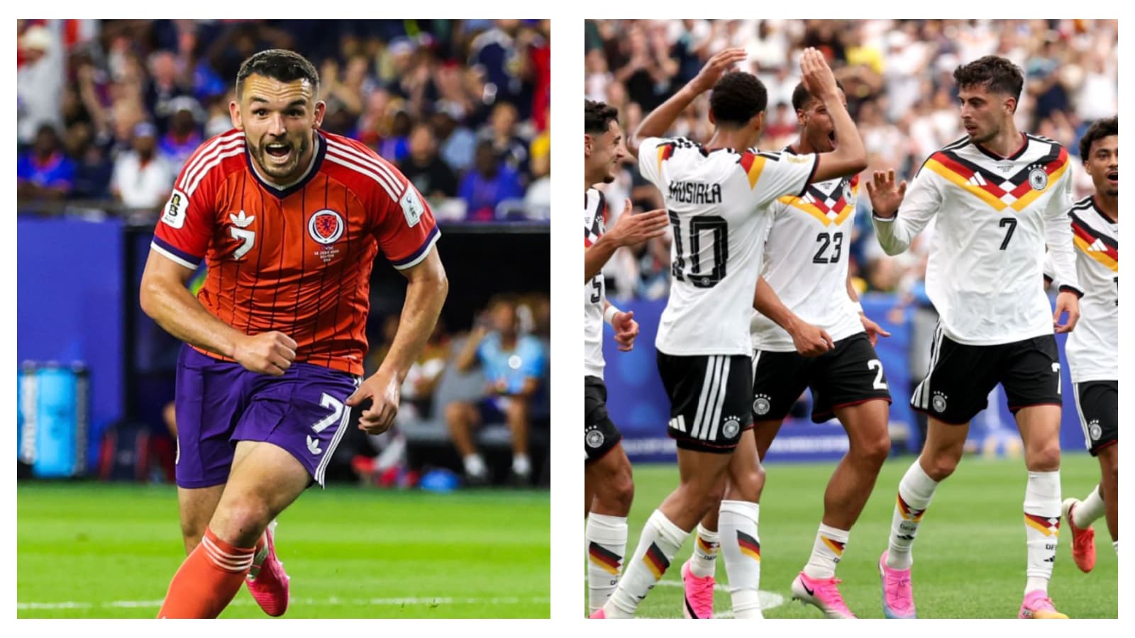 Scotland's John McGinn & Germany's Jamal Musiala and Kai Havertz
