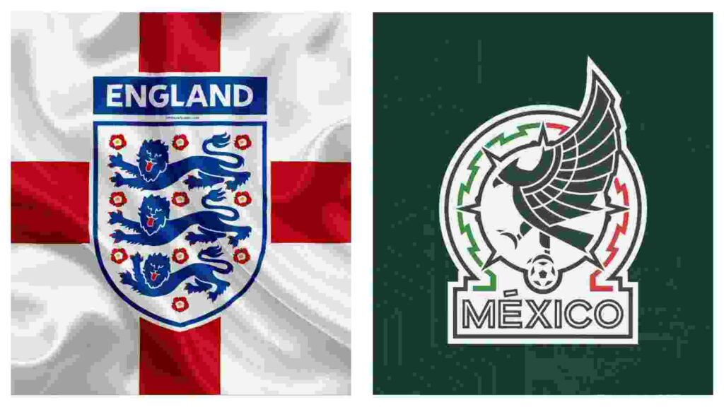 England badge v Mexico badge