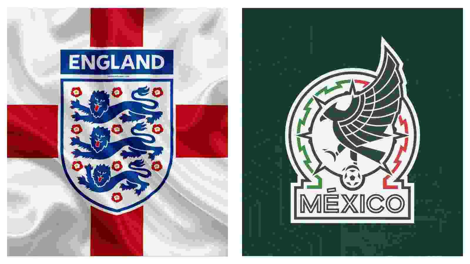 England badge v Mexico badge