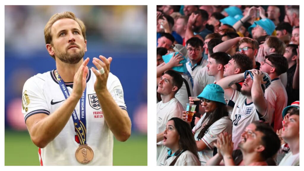 England captain Harry Kane and Three Lions fans