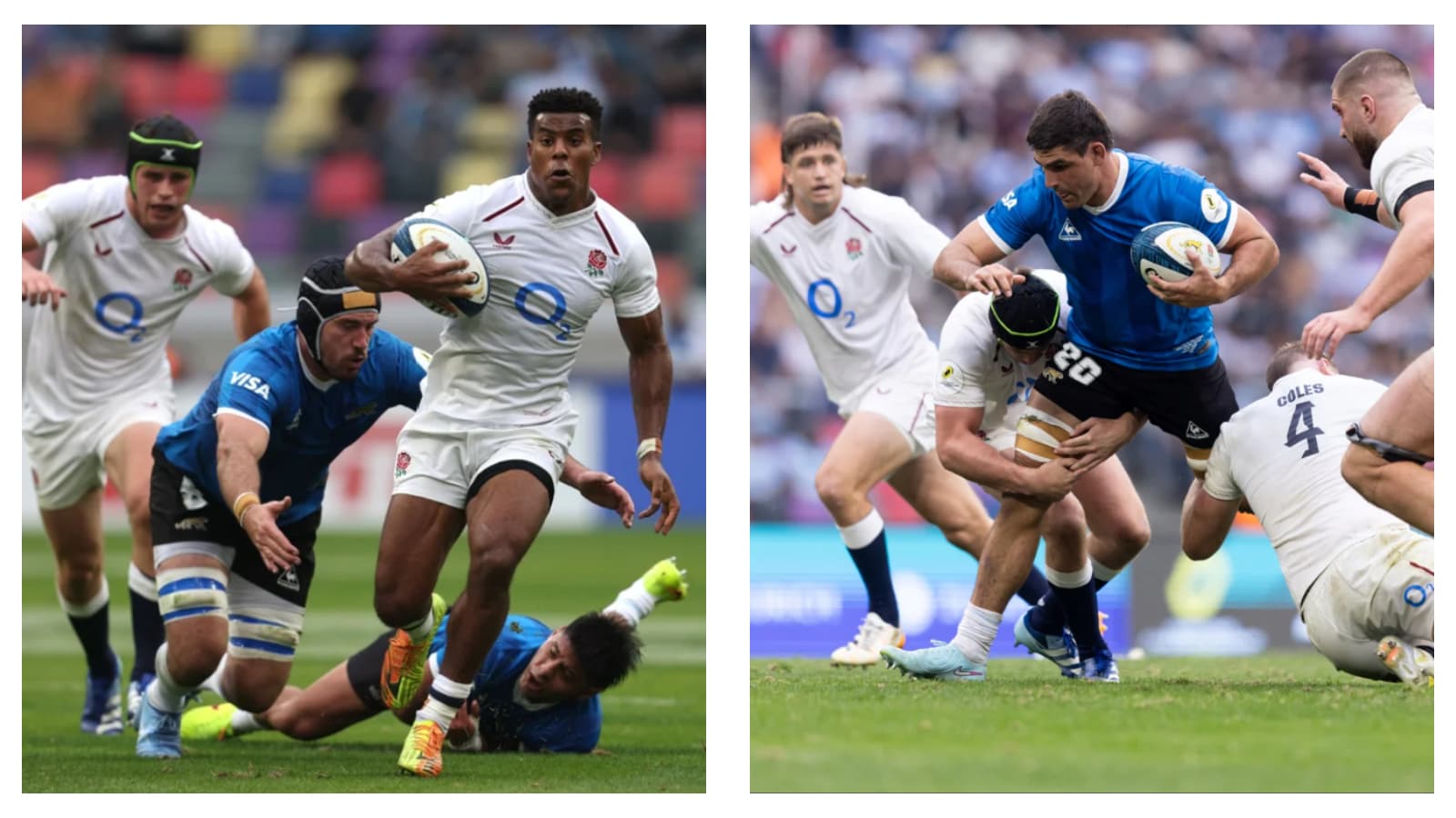 England's Immanuel Feyi-Waboso and Argentina's Pablo Matera