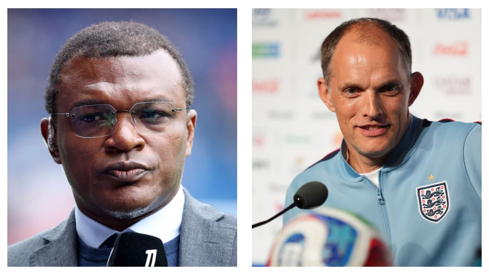 Former France star Marcel Desailly & England head coach Thomas Tuchel
