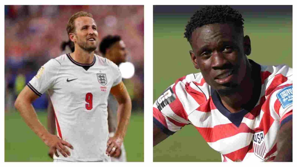 Harry Kane England and Folarin Balogun USA