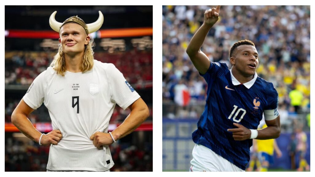Norway's Erling Haaland & France's Kylian Mbappe