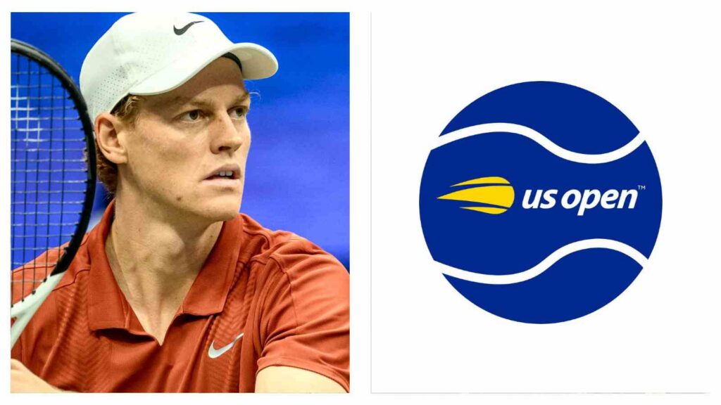 Jannick Sinner and US Open logo