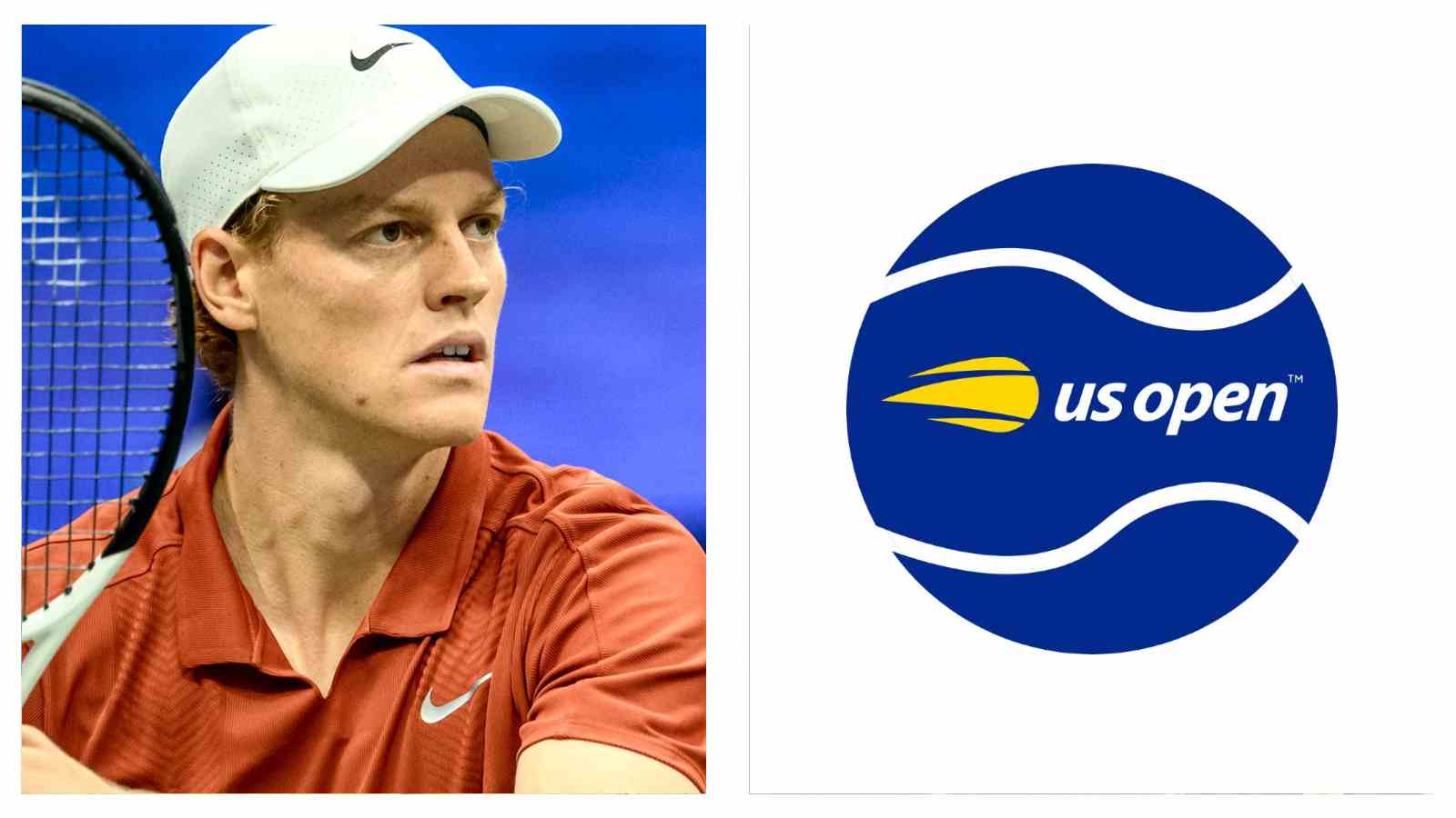 Jannick Sinner and US Open logo