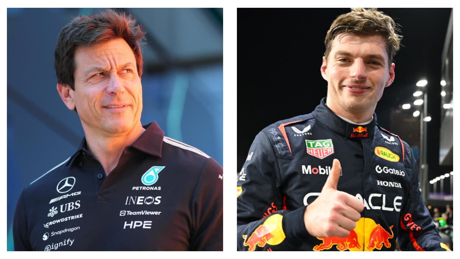 Mercedes principal Toto Wolff and Red Bull driver Max Verstappen