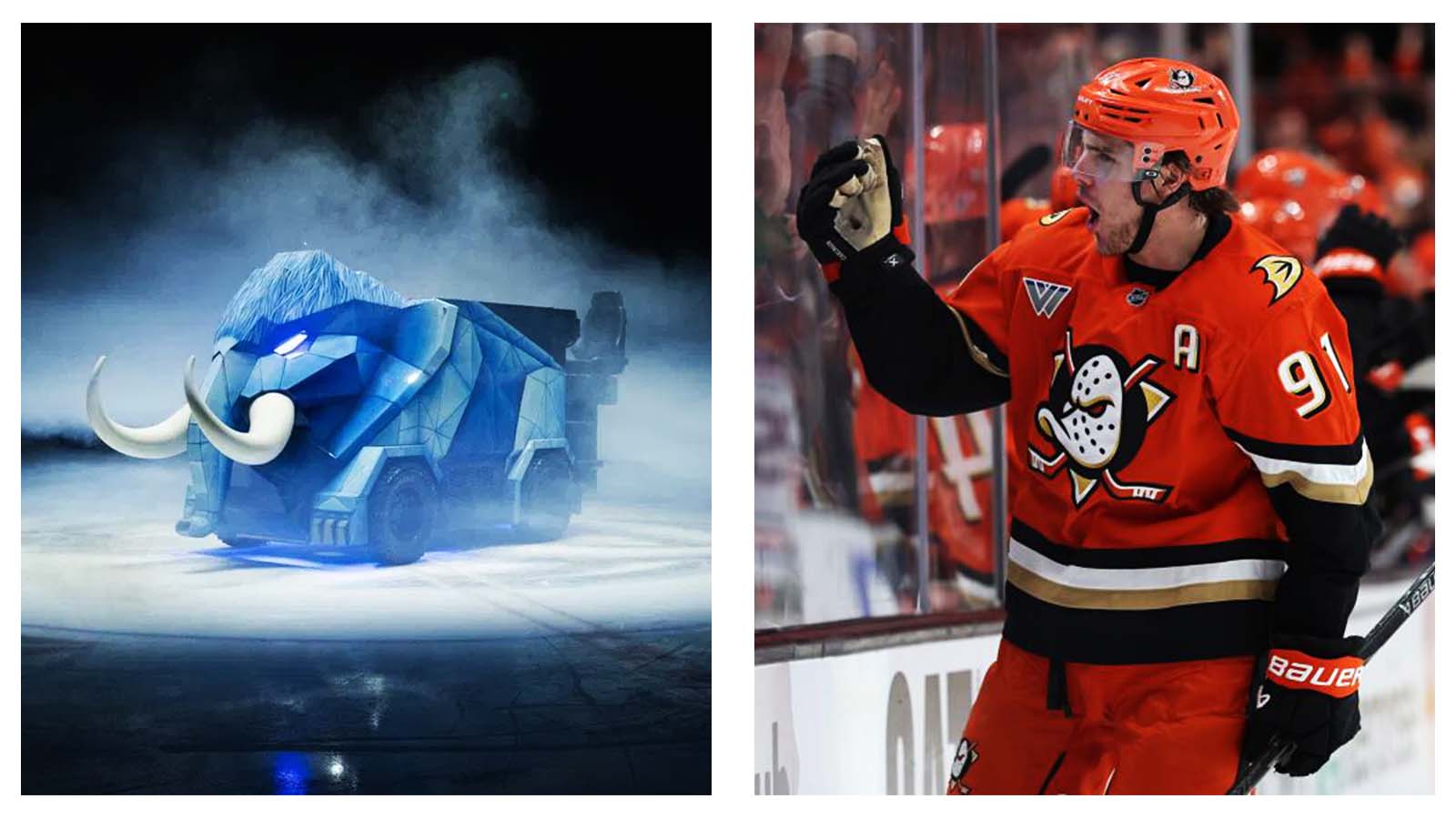 Utah Mammoth Zamboni and Anaheim Ducks