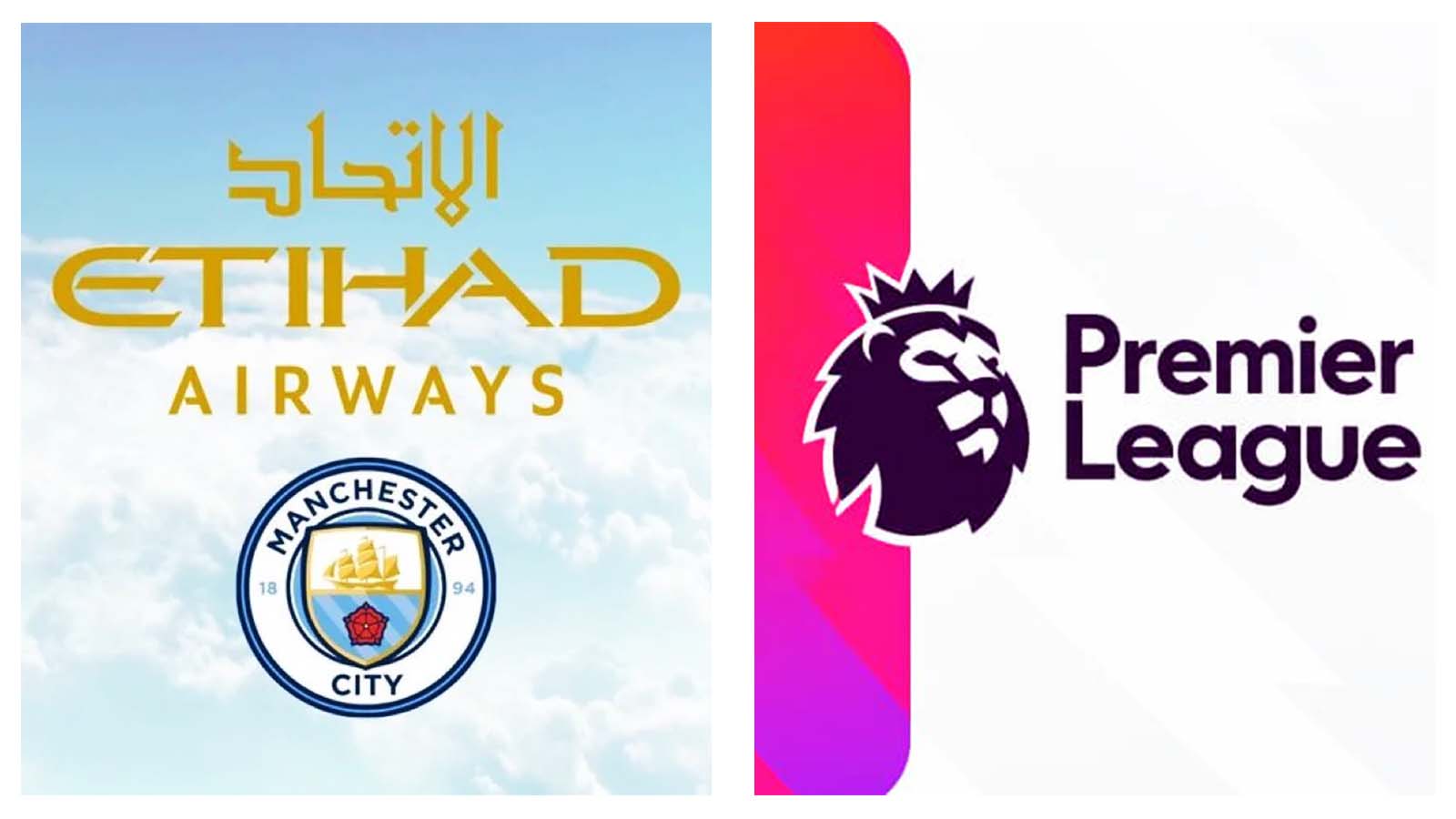 Etihad Airways, Man City, and Premier League logos