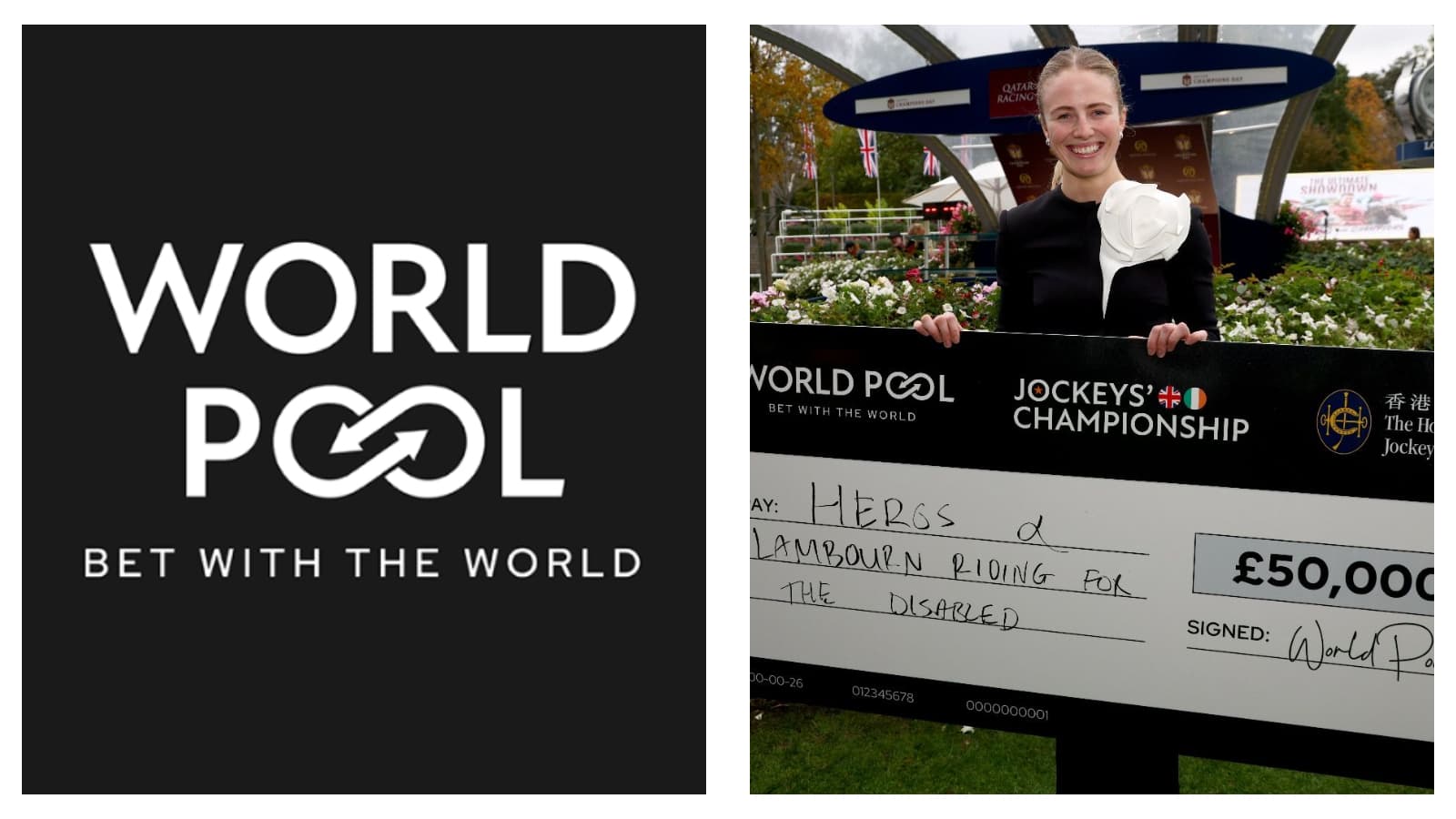 Saffie Osborne has split her £50,000 World Pool Jockeys’ Championship charity prize